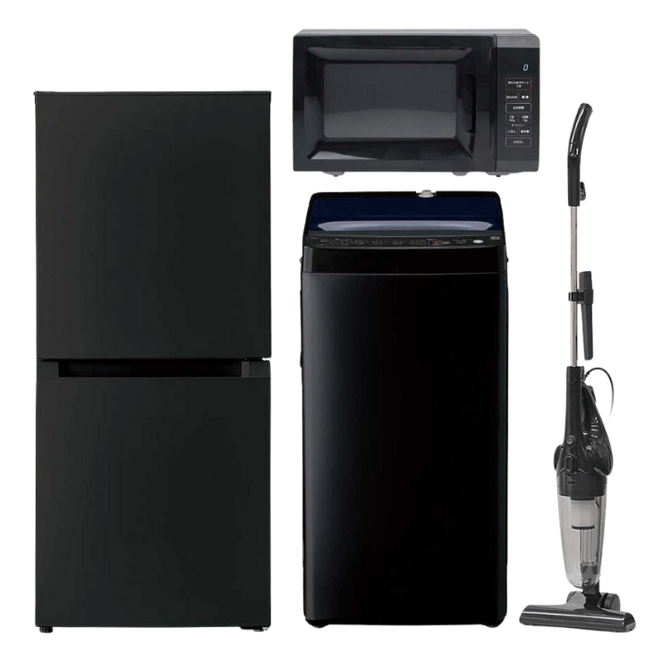 新品黒色家電ファン式4点セット